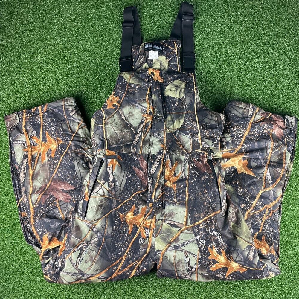 Vintage WFS Element Gear Insulated Waterproof Camo Bib Overalls Sz XL
